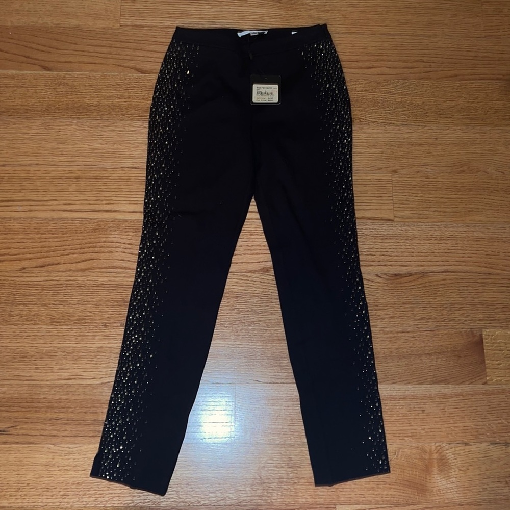 NWT ST.JOHN EVENING WOMENS PANTS WITH CRYSTAL SIDE EMBELLISHMENT SZ 0